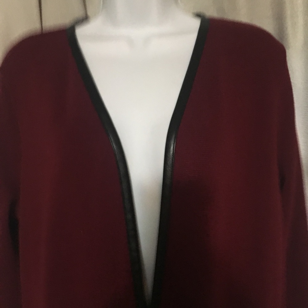 NWT $89 Charter Club Womens Cardigan Oversized black vegan trim - Picture 4 of 5